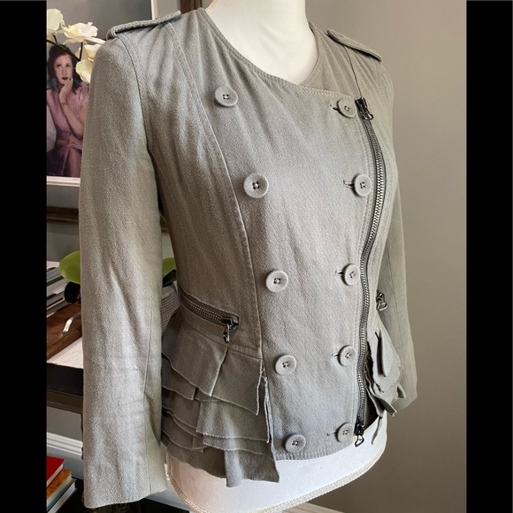3.1 Phillip Lim Double Breasted Moto Ruffle Jacket - Picture 2 of 11